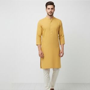 Men's Mustard Kurta Shirt - Eid - Pakistani & Indian